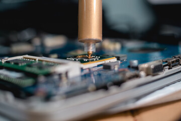 Fototapeta na wymiar close up computer electronic circuit board