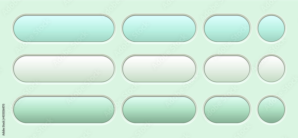Poster Buttons green isolated, interesting navigation panel for website with soft pastel colors, editable vector illustration.

