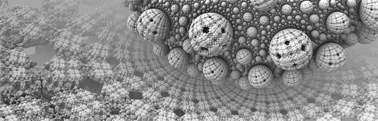 Abstract background 3D white fantastic spherical structures, shapes, inetersting  banner. 3D render  illustration.
