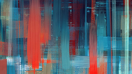 Wide large size colorful hand drawn artwork in contemporary style. Modern art made with paint smears and rough brush strokes for large wall tapestry, bed decor, abstract painting on canvas