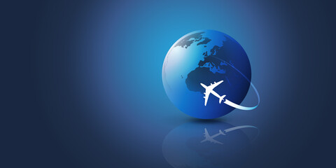 Traveling Around the World - Travel by Airplane - Globe Design