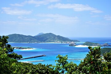 Beautiful blue ocean view from Nita observatory deck in Zamami island, Okinawa, Japan - 日本 沖縄 座間味島 ニタ展望台からの眺望