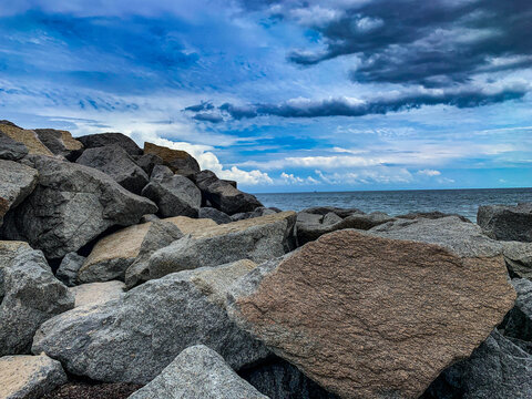Rocks on the ocean inlet in Fort Lauderdale, Florida