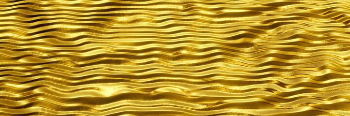 3D rendering. Abstract rippled gold background.