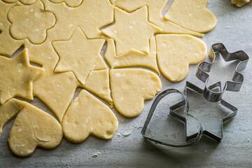 Preparation for baking the milky biscuits. Preparation of homemade cookies.