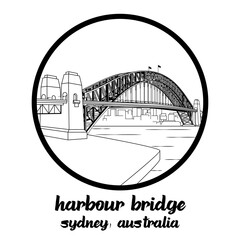 Circle Icon line Harbour Bridge. icon vector illustration