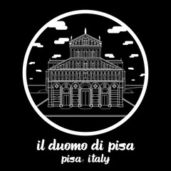 Circle Icon line  Il duomo di Pisa. icon vector illustration 