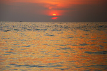 sunset on the beach at Lipe Island , Satun Thailand