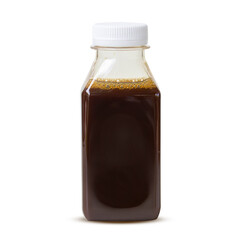 Menu iced coffee black coffee with ice in plastic bottle.  isolated on white background. clipping path.