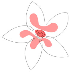 Plumeria flower. One line art