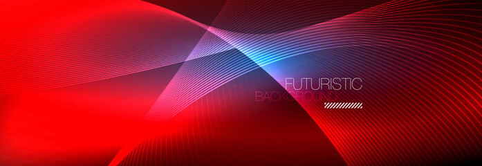 Abstract neon glowing light in the dark with waves. Shiny magic energy and motion concept, vector abstract wallpaper background