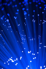 Fiber optics strands light in blue color