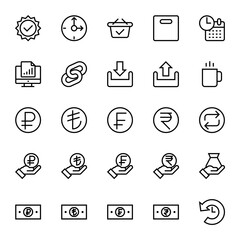 Outline icons for business & financial.