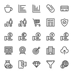 Outline icons for business & financial.
