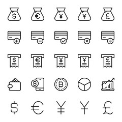 Outline icons for business & financial.