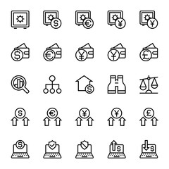 Outline icons for business & financial.