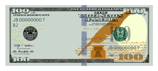 US Dollars 100 banknote100 -American dollar bill cash money isolated on white background. - obrazy, fototapety, plakaty