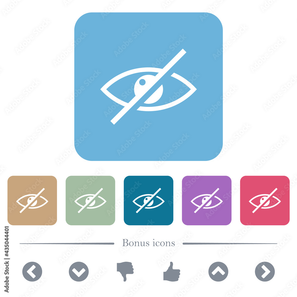 Poster visually impaired flat icons on color rounded square backgrounds