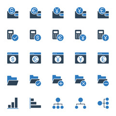 Two color icons for business & financial.