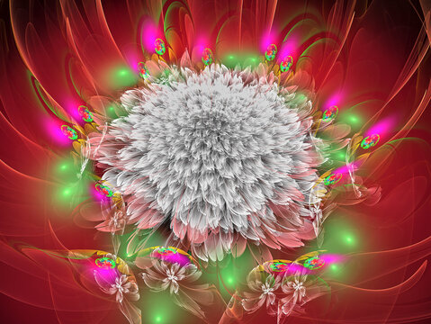 Flor. Abstract multicolored fractal. 3D rendering.