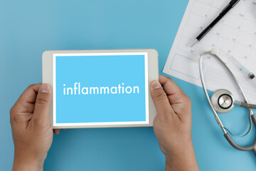 Inflammation Joint inflammation concept doctor healthcare Medical Report , lymph glands , allergies. dermatology.