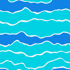 Seamless pattern blue striped with wavy lines. Striped minimalistic. Vector wavy decorative 
