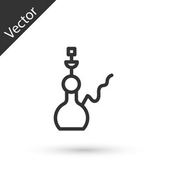 Grey line Hookah icon isolated on white background. Vector