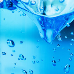 Macro photo of blue liquid gel