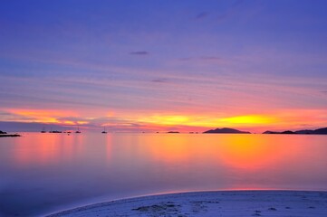 Obraz premium Sunset on the beach at Lipe Island , Satun Thailand
