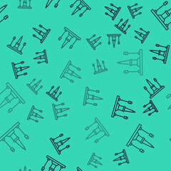 Black line Place De La Concorde in Paris, France icon isolated seamless pattern on green background. Vector