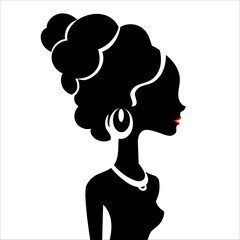 African fashion woman silhouette with red lips