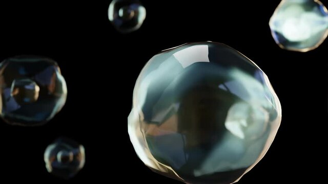 Hemocytoblast, producing red blood cell, blood cell formation, stem cell, erythrocytes, leukocytes, nucleus, cytoplasm, 3d render