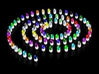 bunte Pillen, Kapseln mit Medizin