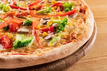 Vegan pizza with broccoli