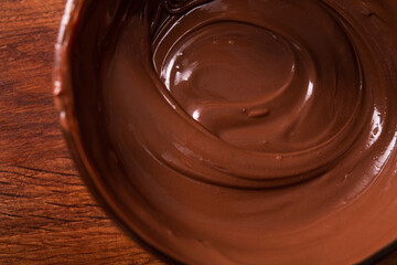 Closeup of melted chocolate