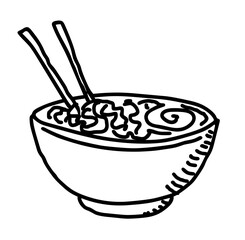 Soup noodles bowl hand drawn illustrtaion