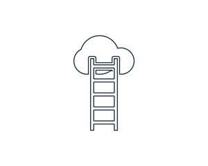 Ladder and Cloud Line Art Icon Design Template Elements