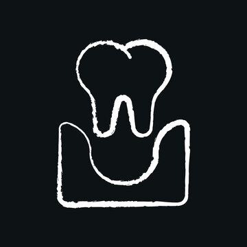 Tooth extraction chalk icon. Dental services and therapy. Vector isolated black illustration.
