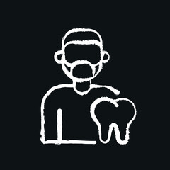 Orthodontist chalk icon. Dental services and therapy. Vector isolated black illustration.