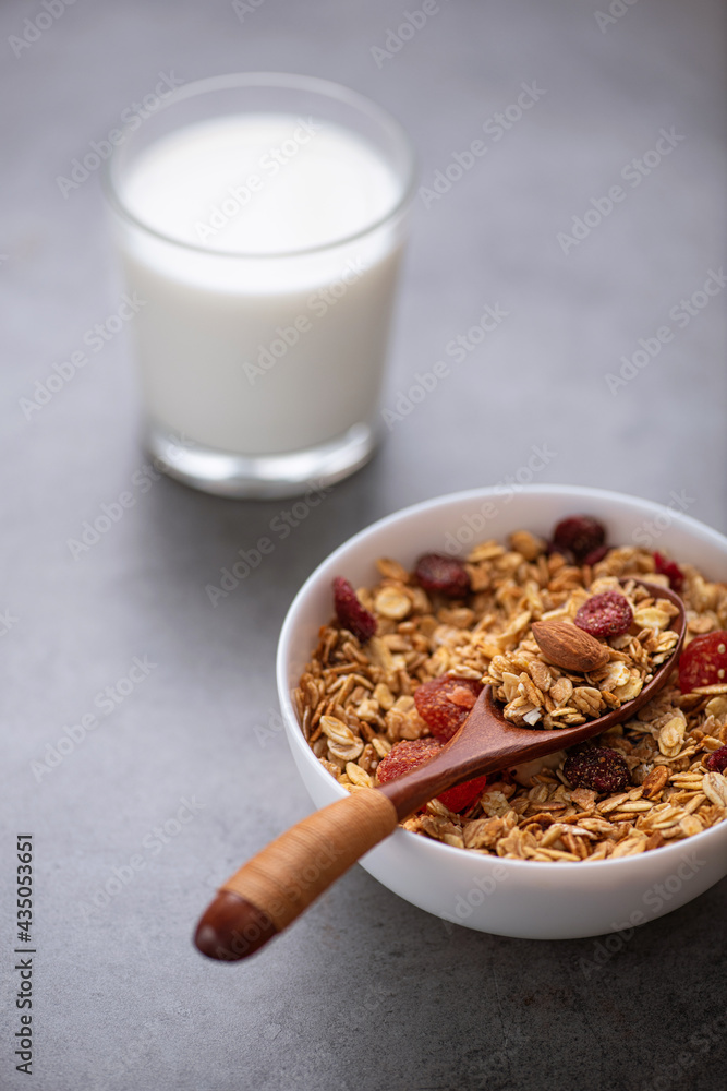 Wall mural Granola with nuts and fruits