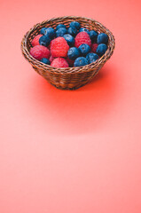 fresh berries in a wicker basket