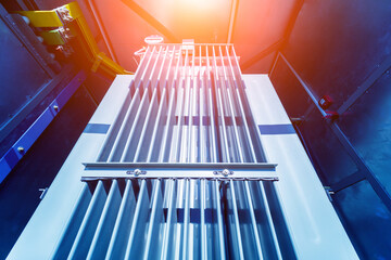 Large power transformer in a solar panel station