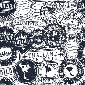 Ayutthaya Thailand Stamps Background. City Stamp Vector Art. Postal Passport Travel. Design Set Pattern. © josepperianes