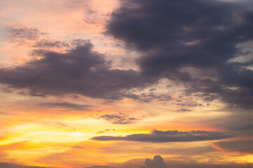 Gradient  colorful cloudy sky at sunset.