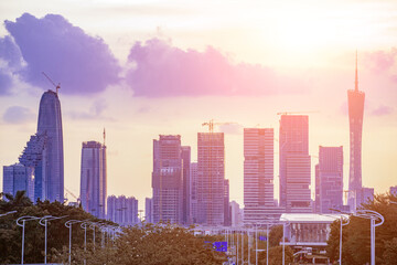 Urban skyline scenery of Pazhou District, Haizhu District, Guangzhou