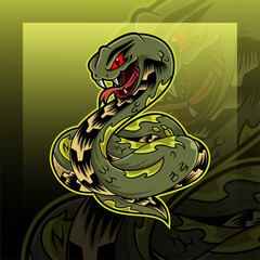 Green viper snake mascot logo design