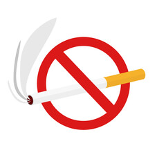 Cigarette burning with yellow filter,  sketch vector illustration isolated on white background. Side view, Whole, ready to smoke, tobacco product. No smoking. Against smoke. 