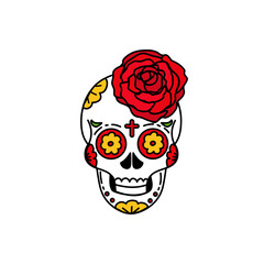 Sugar skull for Mexican Day of the Dead with ethnic floral decoration for the holiday. Mexican mask. Vector illustration. Vector illustration