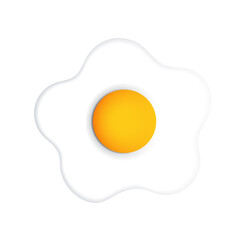 Fried egg on a white background, vector icon, protein food, for menu and design. 