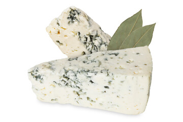 Blue cheese on an isolated white background. French cheese